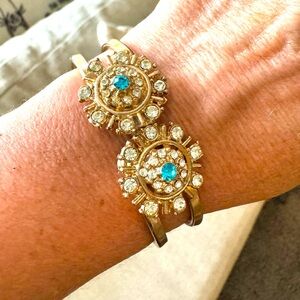 Vintage Medallion Hinged Cuff Bracelet